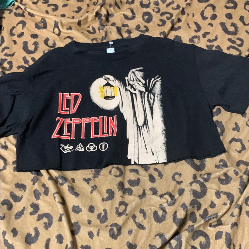 Led Zeppelin Black Graphic Crop top